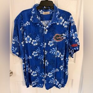 University of Florida Men's Blue Hawaiian Casual Button Down Shirt